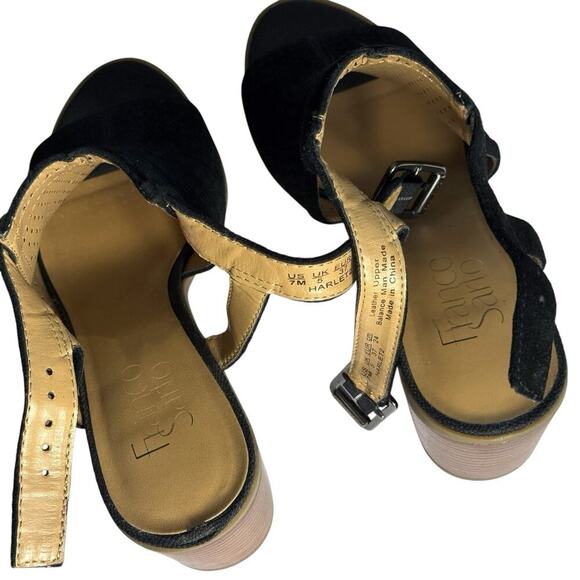 Franco Sarto Harlet2 Perforated Leather Suede Chunky Heel Sandals Shoes 7M - Picture 12 of 13